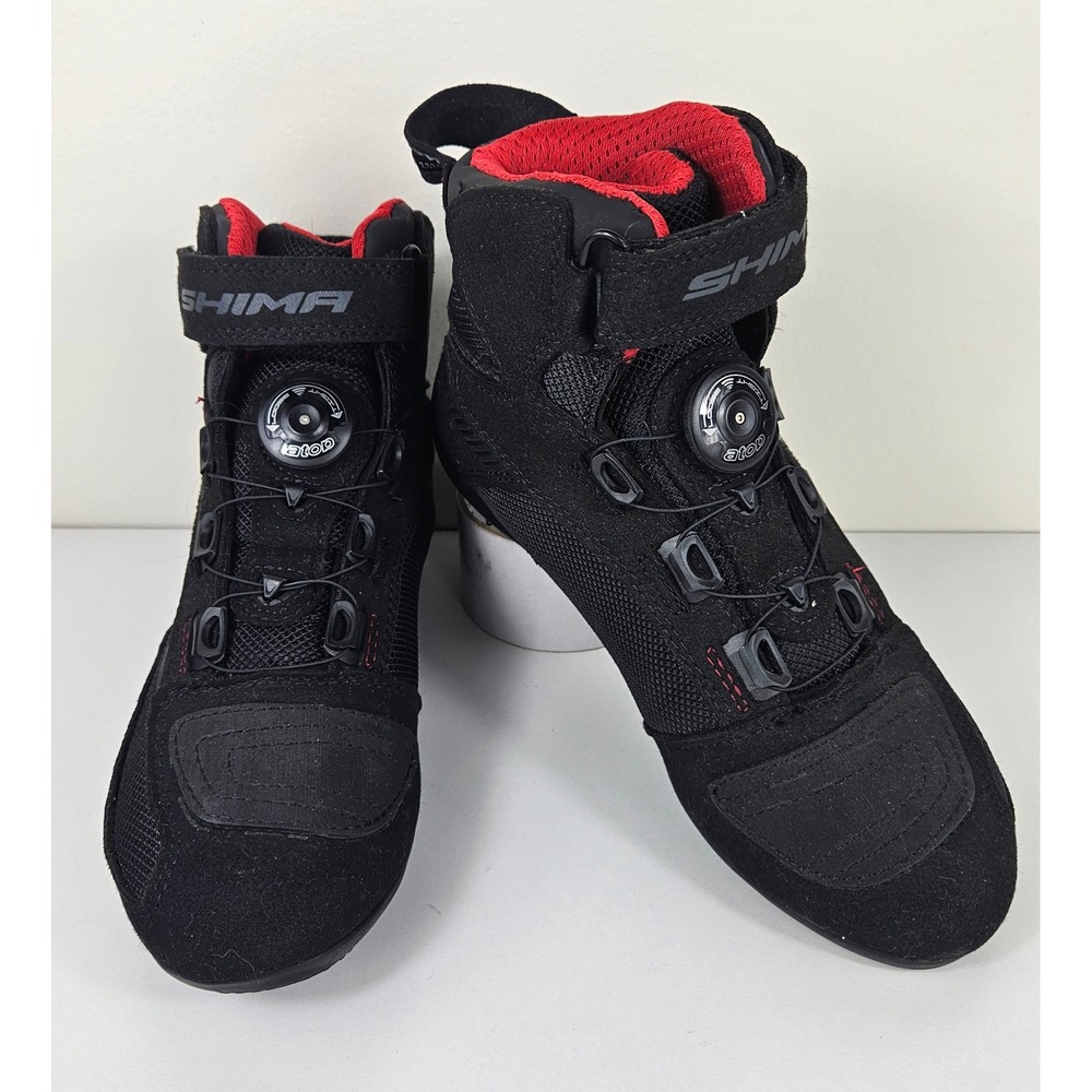 SHIMA Exo Vented Lady Womens 6 Motorcycle Bike Boots Black Red Atop Dial